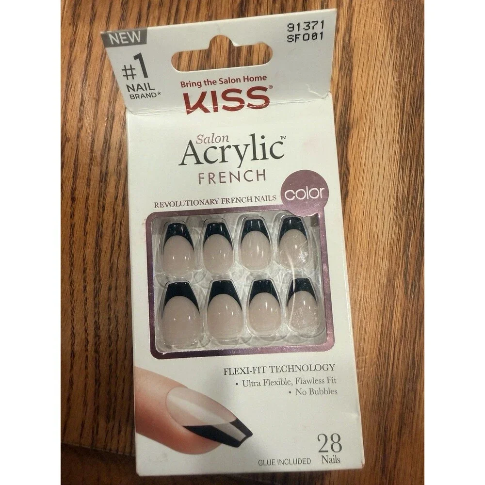 Kiss Salon Acrylic French Revolutionary Nails SF001 Short Manicure New
